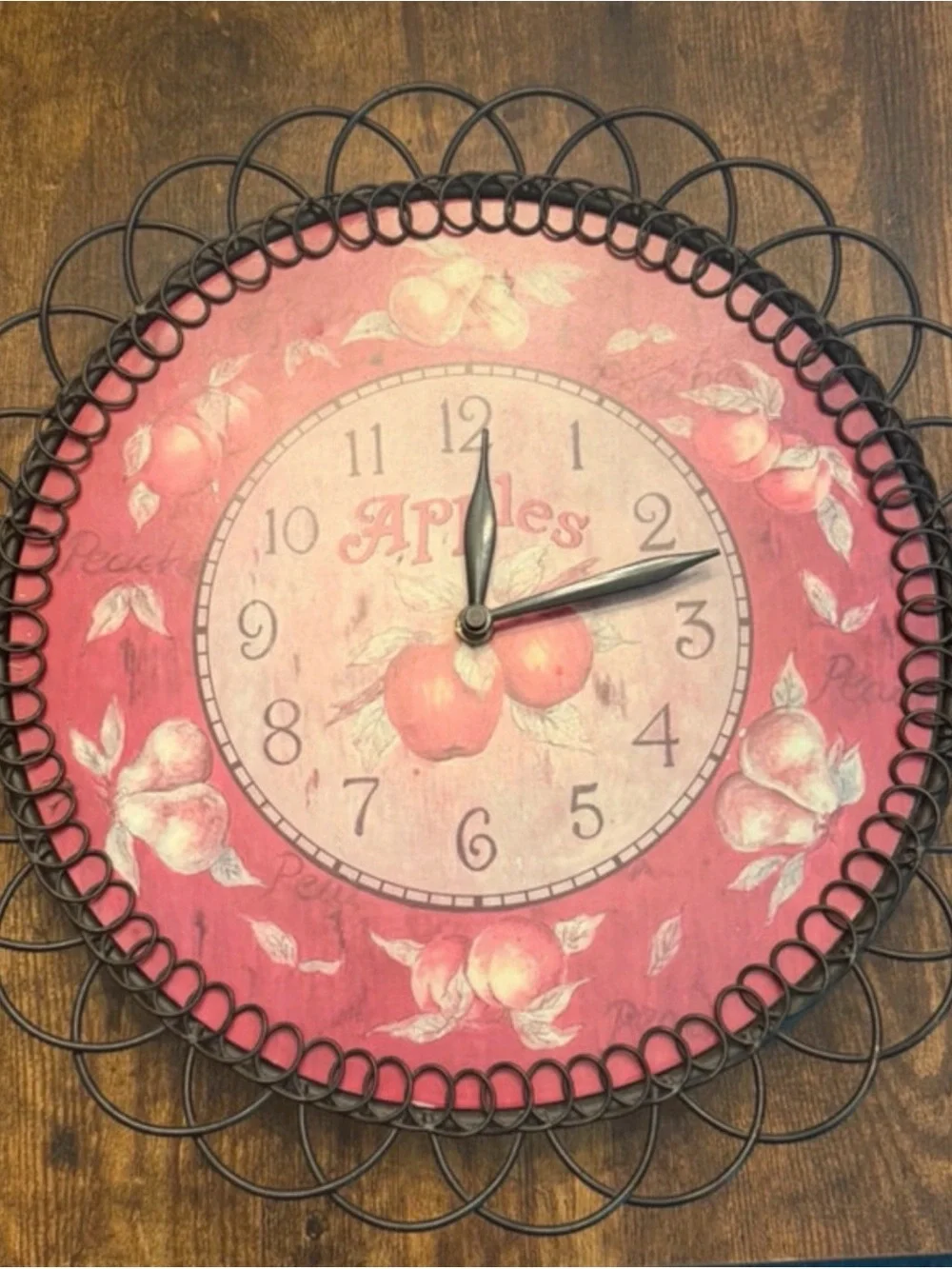 Vintage-Style Red Apple Wall Clock by Home Interiors